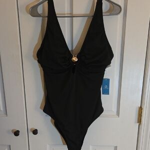 Cupshe Black One-Piece Swimsuit with Gold Shell Accent
